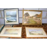 A watercolour of Isle of Wight scene, together with several others and engravings