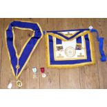 Hampshire and Isle of Wight Provincial Masonic collar and apron, together with two Steward's jewels