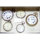 Silver cased pocket watch, together with four others in jewellery box (included)