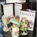 Four boxed Beswick Beatrix Potter figures, including "Sir Isaac Newton"