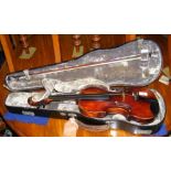 Antique violin with maker's label Laurentius Storioni, together with a bow stamped Chanot