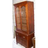 Victorian bookcase with glazed upper section, drawers and cupboards below