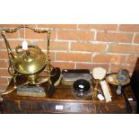 Brass spirit kettle, dressing table sets