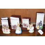 Four boxed Beswick F Warne & Co., Beatrix Potter ornaments, including "Little Black Rabbit"