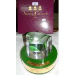 An unusual Asprey & Garrard glass golfing trophy with silver gilt plaque "Celebrity Golf Tournament,