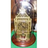 "The Big Ben Replica Clock" under glass dome - with certificate - 30cm high