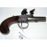 An English flintlock pocket pistol by W Phippen of London