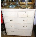 Painted pine chest of two short and three long drawers