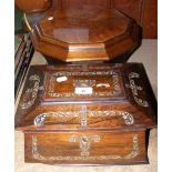 Mother-of-Pearl inlaid rosewood box and a walnut needlework box