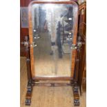 William IV rosewood cheval mirror with adjustable candle holders