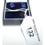 Boxed pair of sapphire stud earrings