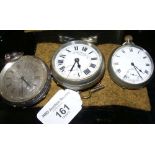 A continental silver cased gent's key wind pocket watch and two other pocket watches