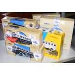 Boxed Corgi Bus Set, Thornycroft Van, Hampshire Police Set, boxed Corgi Leyland Coach, together with