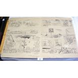 BROCKBANK - an interesting montage of original cartoon ink works by the famous Artist - depicting