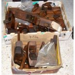 Two boxes of old wood planes