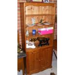 Pine bookcase with cupboard below