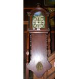 Mahogany cased Dutch wall clock with painted arched dial