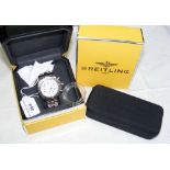 A Breitling automatic chronograph Avenger gent's wrist watch with original box and travelling case