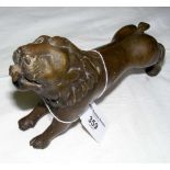 An unusual antique bronze Lion, possibly converted from an ancient aquamanile - 19cm in length
