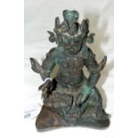 A 17th/18th century Chinese bronze of a Guardian - 19cm high