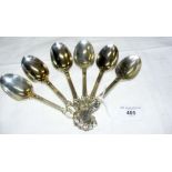 The matching set of six Edwardian silver dessertspoons - London 1910