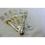 The matching set of six Victorian silver dessert forks by William Eaton - London 1841