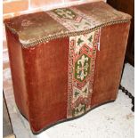 A 19th century material clad wooden log bin with hinged lid