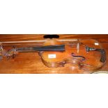 Antique inlaid violin and bow