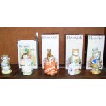 Four boxed Beswick Beatrix Potter figures, including "Ginger" and one unboxed
