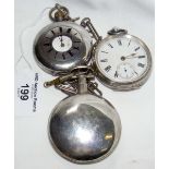 Two silver half hunter pocket watches and one other