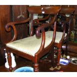 A set of six (four plus two carver) 19th century mahogany dining chairs with lift-out padded seats