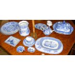 Selection of antique blue and white ware