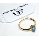 A 9ct gold blue zircon ring