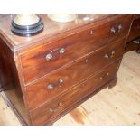 Mahogany chest of three long graduated drawers on shaped bracket feet