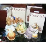 Four boxed Beswick Beatrix Potter figures, including "Samuel Whiskers"