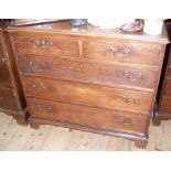 Georgian oak chest of two short and three long graduated drawers on shaped bracket feet