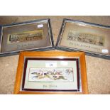 Three framed stevengraphs - "The First Train", "Lady Godiva Procession" and "The Finish"