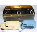 Dinky Daimler Ambulance, together with Morris "Capstan" Van and old domino set