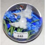 A Daniel Salazar Limited Edition 1992 bird and floral paperweight