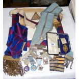 Sundry Masonic jewels, aprons, collars, etc.