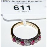 A 9ct gold ruby and diamond eternity ring