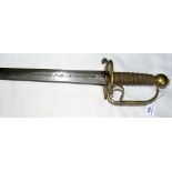 An early 17th century "Cavalier" sword with 78cm double sided blade, crudely stamped "Shotly
