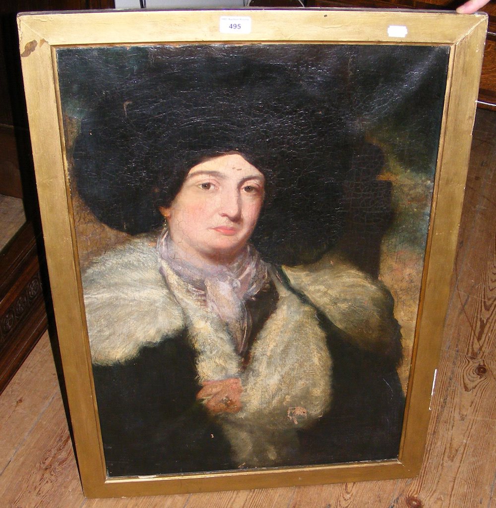 A 19th century oil on canvas portrait of a lady - 74cm x 50cm