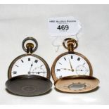 A gold plated stemwind half hunter gent's pocket watch and a silver cased full hunter ditto