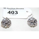 A pair of diamond cluster stud earrings in 18ct gold setting