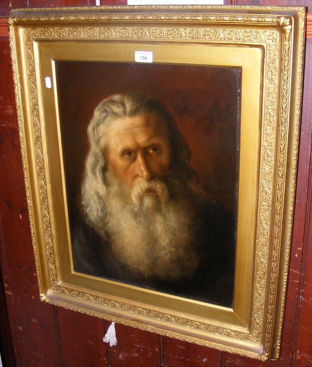 CIRCLE OF LL'IA EFIMOVICH REPIN - an oil on canvas portrait of bearded Russian man - 52cm x 42cm