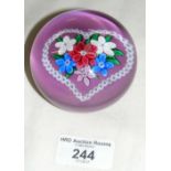 A heart shape and flower paperweight with 1983 rod SL