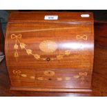 Decorative antique inlaid stationery box with fitted interior - 26cm wide