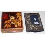 Embossed silver mounted commemorative "Kangaroo" photo frame and a handkerchief box with