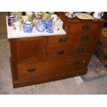 Antique washstand with marble top and drawers to the front